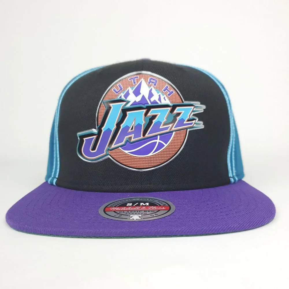 Utah‎ Jazz Mitchell & Ness NBA Flex Small-Medium Flatbill Hat Cap 3D Logo NWT